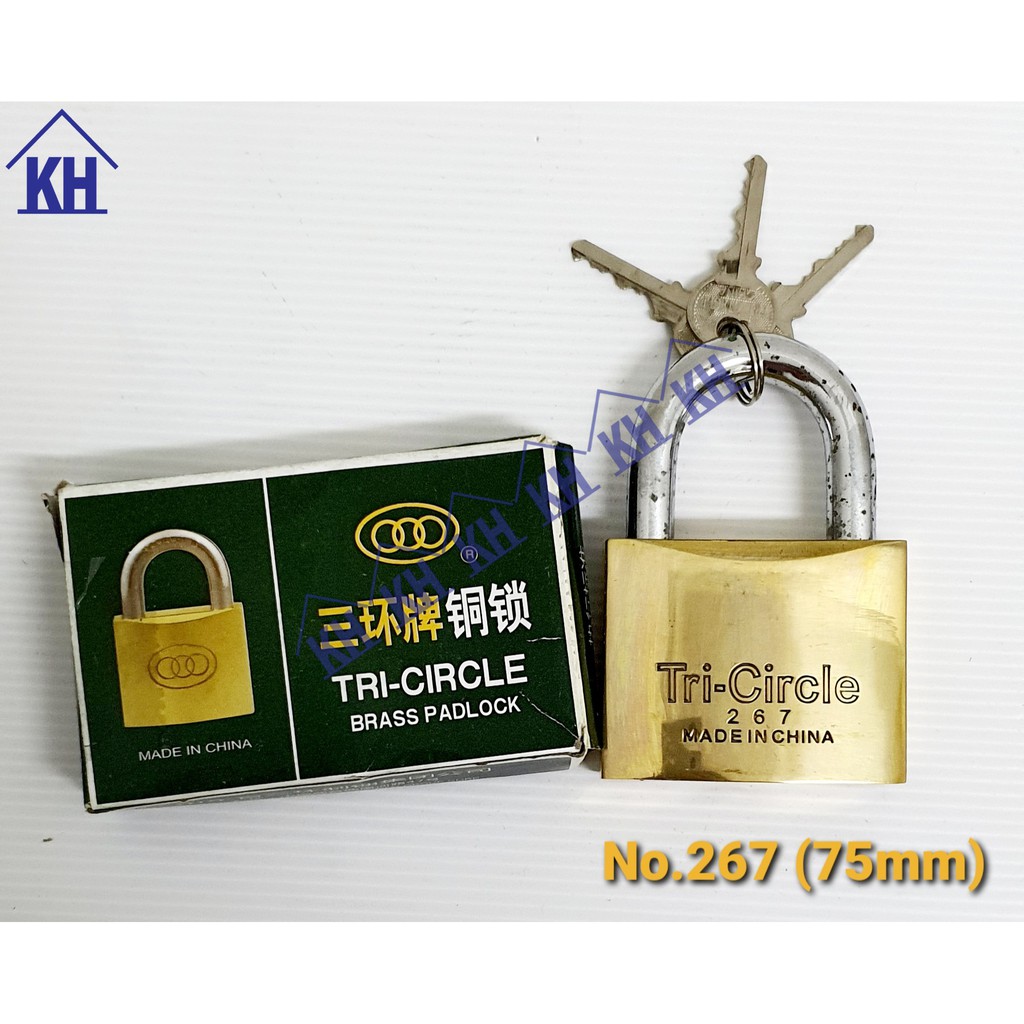 100 Original Tri Circle Brass Padlock Kunci Mangga Pintu Tembaga 三环牌铜锁 Big Size Ready Stock Fast Shipping Shopee Malaysia