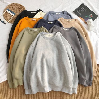 Oversize korean Men Women fashion plain sweater long sleeve Plus size Unisex Sweatshirt