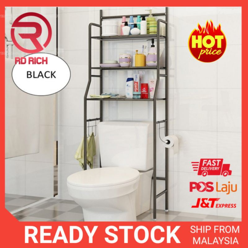 Rak Tandas Bilik Air 3 Tier Toilet Bowl Rack Organizer Steel Bathroom