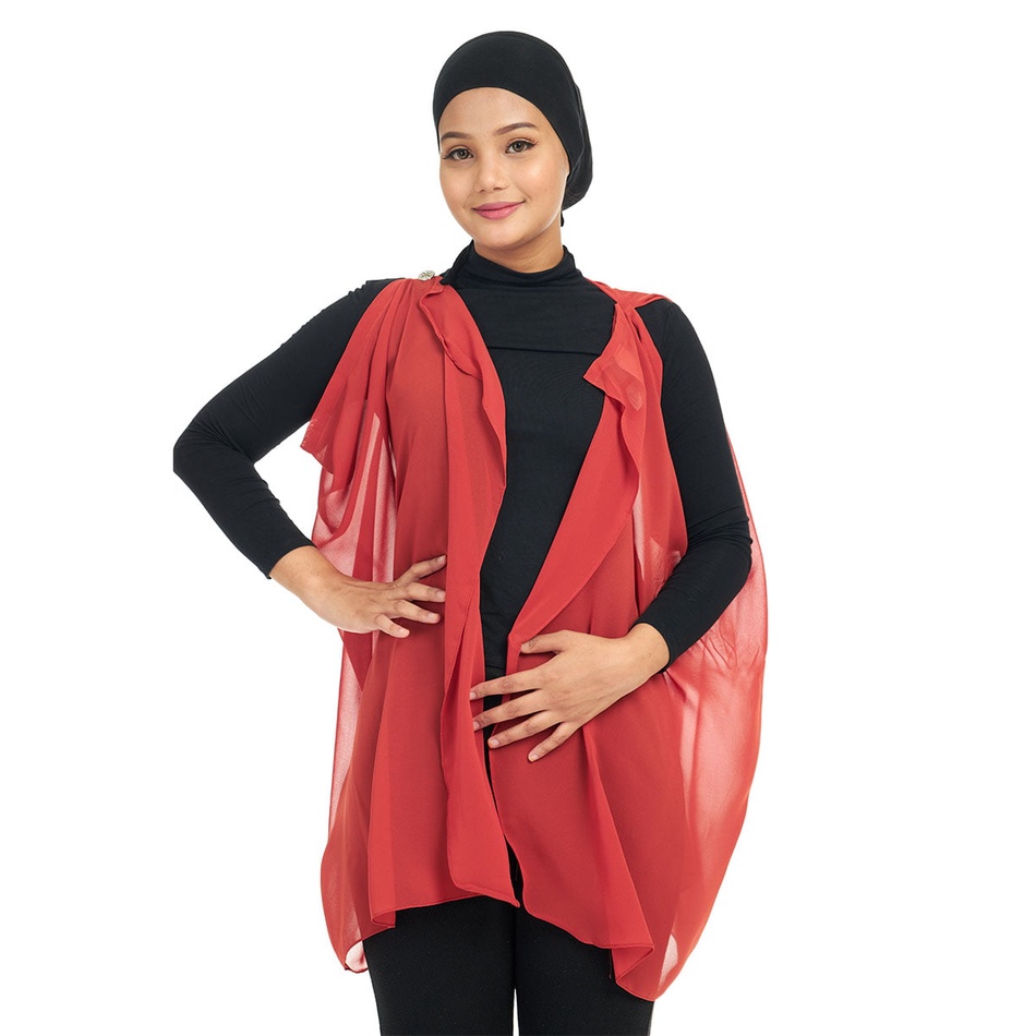 Scarf Cardigan Red Scarlet