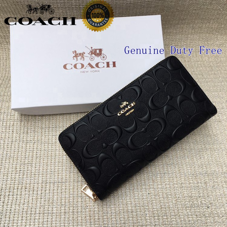 Coach wallet women birthday present gift fashion zipper wallet solid color  embossed C pattern minimum discount 53834 in stock | Shopee Malaysia