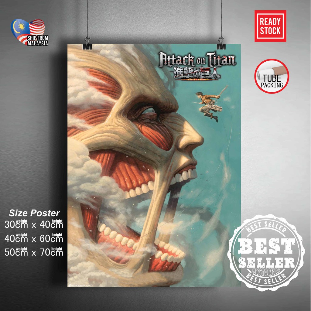 Ready Stock Attack On Titan Poster Eren Yeager Mikasa Ackerman Anime Poster Wall Poster Decor Wall Art Sticker Shopee Malaysia