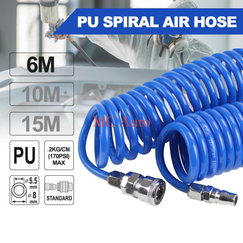 High Quality PU Air Spring Hose Flexible Air Hose Spring Pipe Air Tube Compressor Hose Angin Tools Mechanic Tool