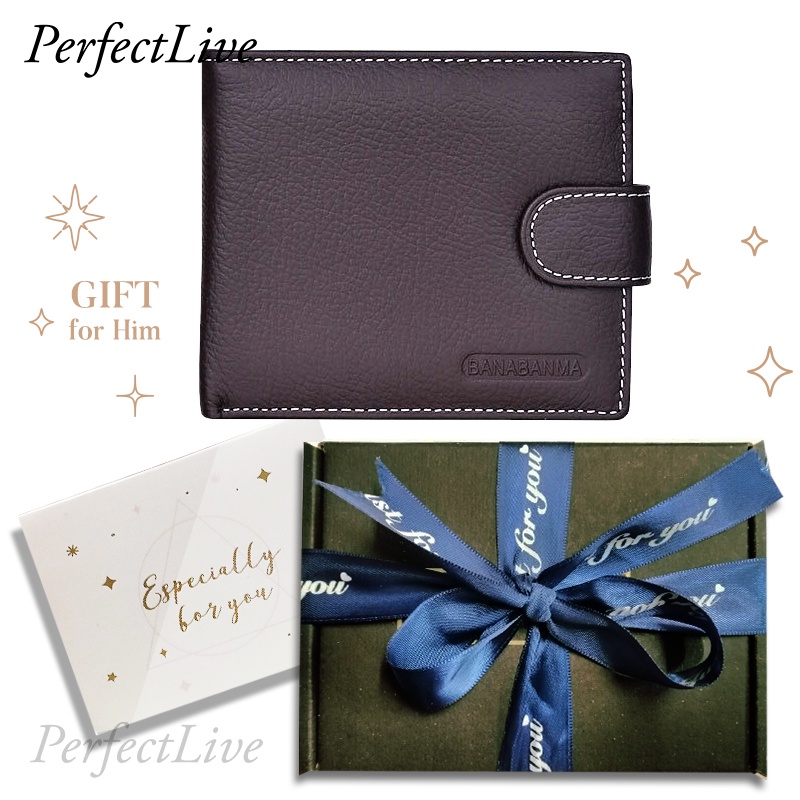 Perfect Men Business Leather Wallet with Wish Card Box GIFT for Him Man ...