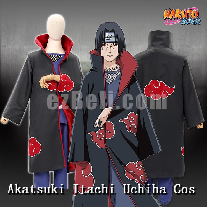 Naruto Uchiha Itachi Akatsuki Ninja Cosplay Costume Cloak Set Shopee Malaysia