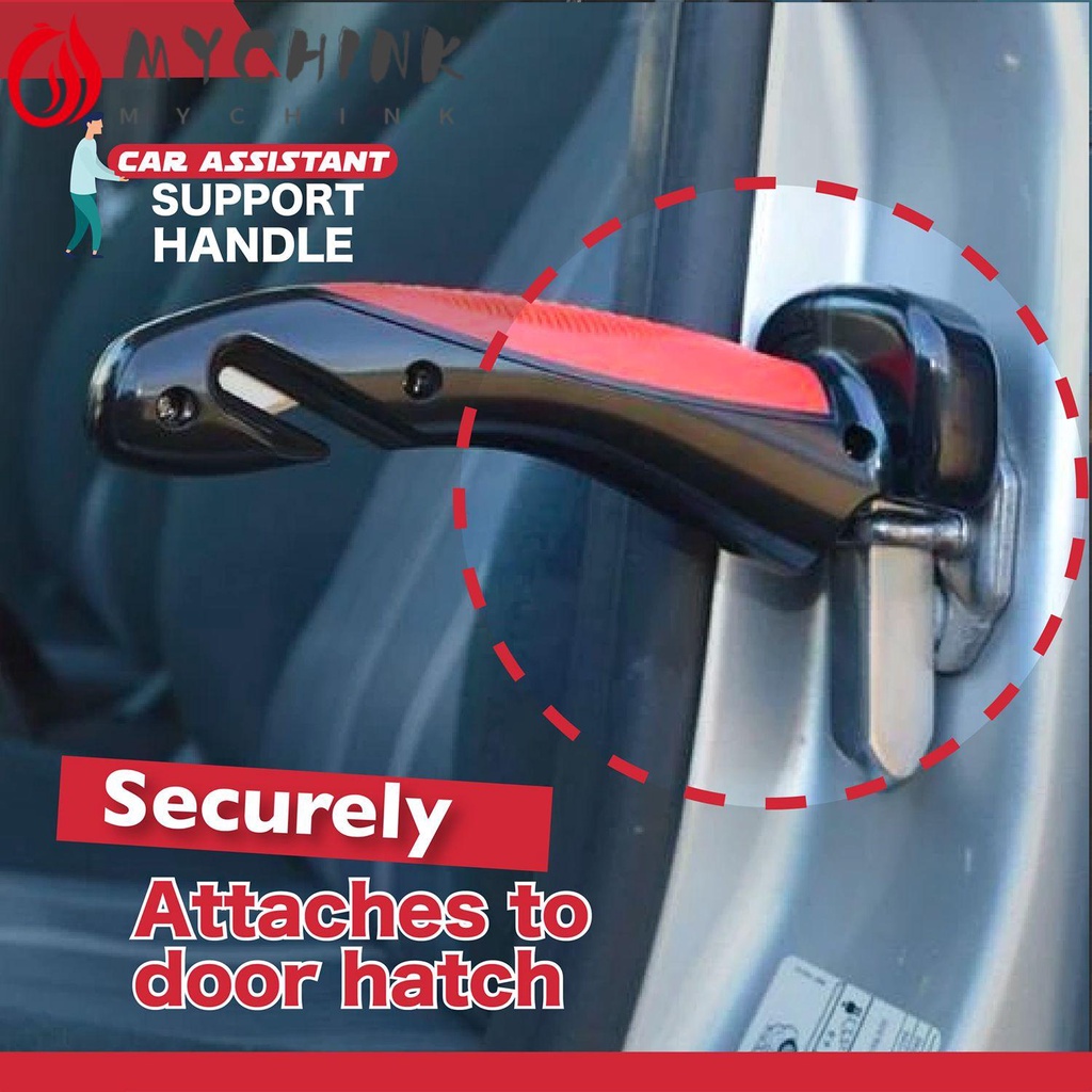 CHINK New Car Handle Cane Assist Window Breaker Seatbelt Cutter Latch Grab Bar Elderly Car Door Mobility Aid/Multicolor