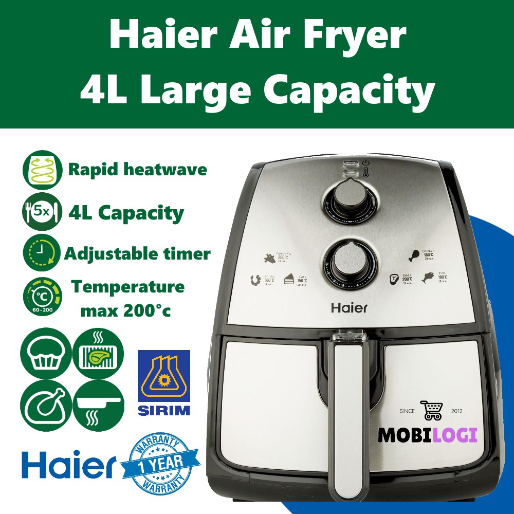 Haier Air Fryer 2.5L / 4L (Analog/Digital) 1 YEAR WARRANTY Shopee Malaysia