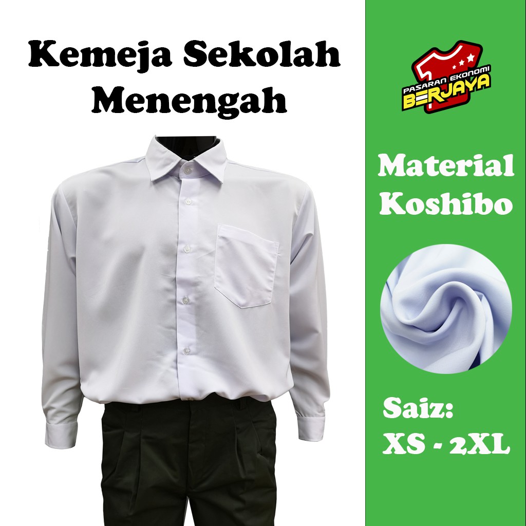 Baju Kemeja Putih Lengan Panjang Sekolah Menengah Koshibo Licin Ready Stock Fastdelivery Shopee Malaysia