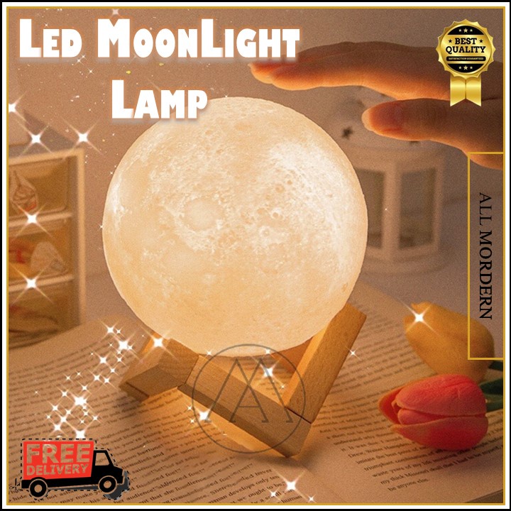 【ALL MORDERN】创意 3D LED MoonLight Lamp Lunar Light Study Room Bedroom Living Night Light Home Decoration Holiday Gift 小夜灯