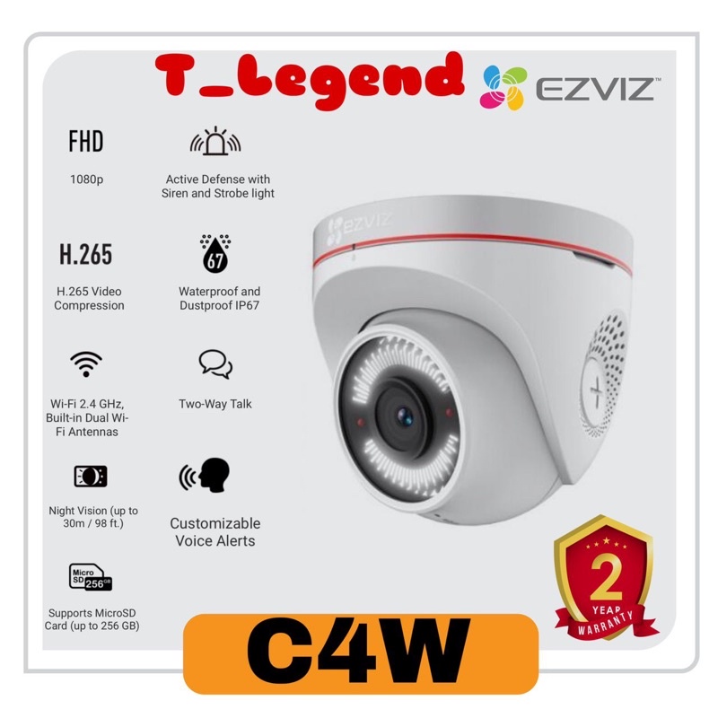 EZVIZ C4W 1080P CCTV Active defense with light and sound,Built-in Mic,Night Vision,Motion Detect,IP67 , Active Defence