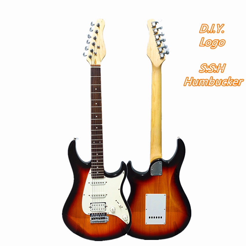 DIY Logo Electric Guitar ST Mustang Guitar Rosewood Fretboard Humbucker Pick Up Sunburst
