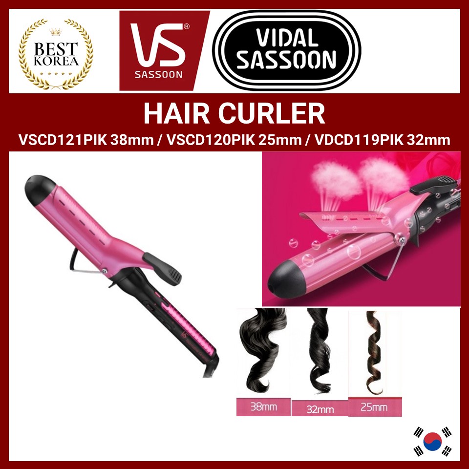 Vidal Sassoon Vscd121pik 38mm Vscd120pik 25mm Vscd119pik 32 Mm Professional Hair Curl Iron 7418