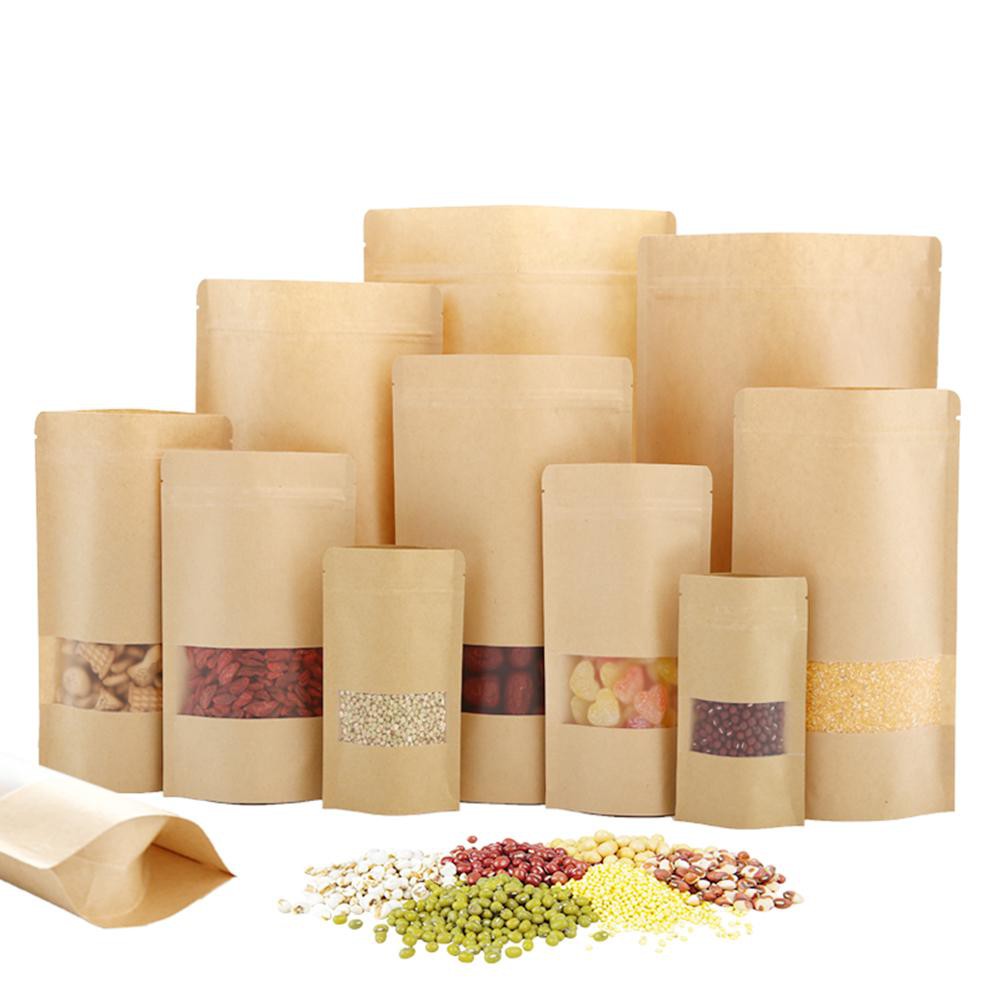 [READY STOCK] 50pcs Ziplock Kraft Paper Bag Airtight Zipper Kraft bag