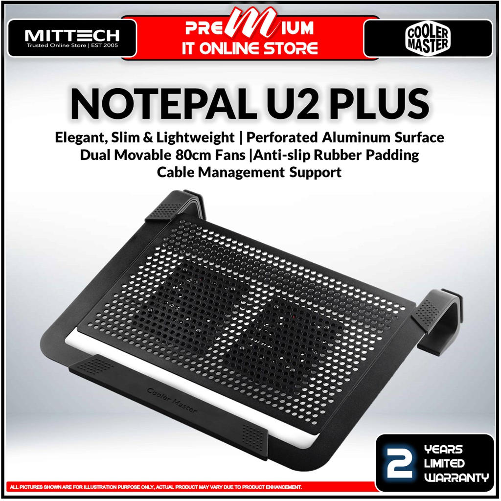 Cooler Master Notepal U2 Plus Cooling Pads Slim and Lightweight AL Aluminum Metal Mesh