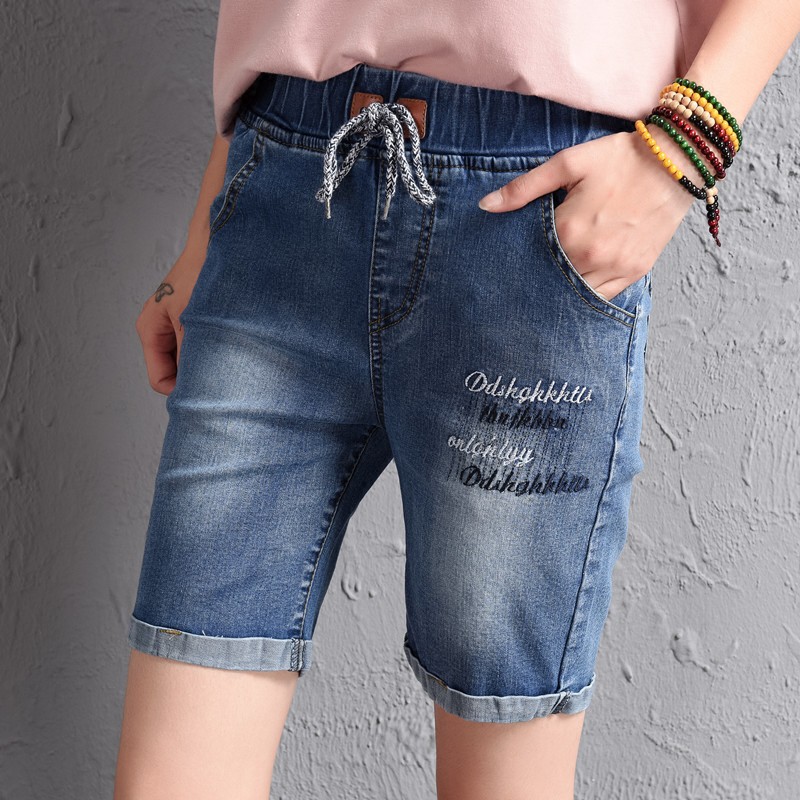 ladies denim shorts with elastic waist