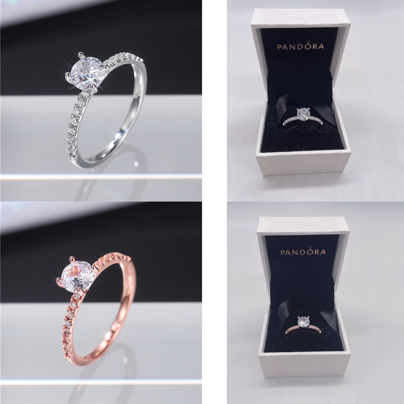 Promise Ring Pandora Ring With Box Woman 925 Silver Eternity Crystal