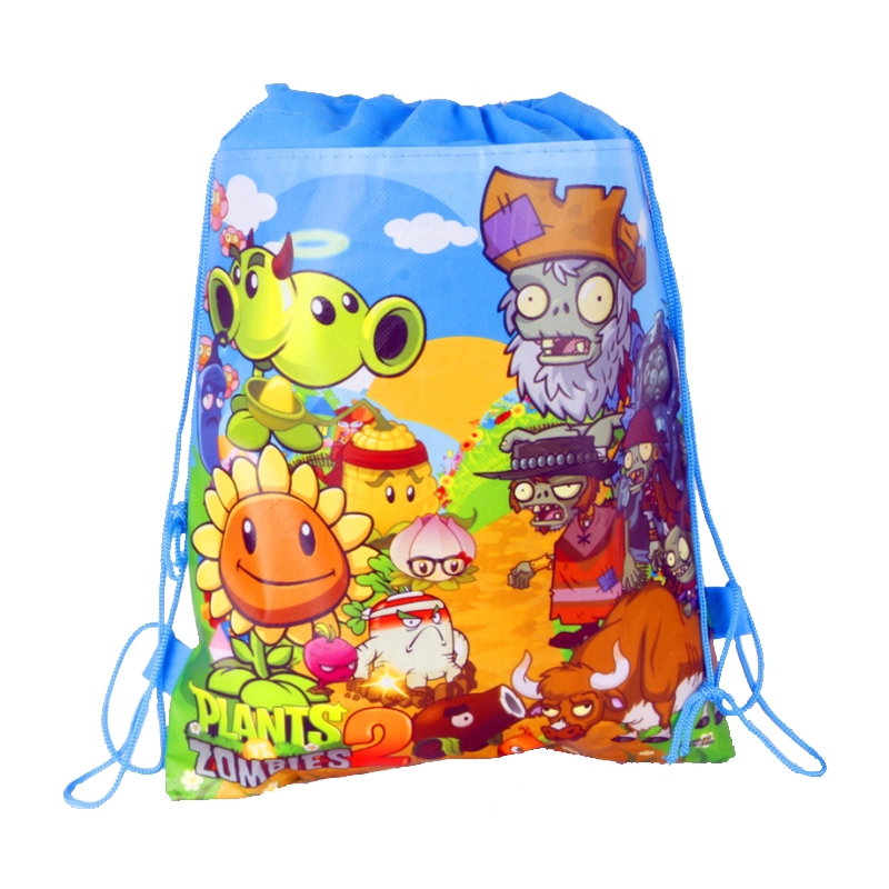 Hot sale Plants vs Zombies Kid's Drawstring Backpack School Bag,Party Gift bag 