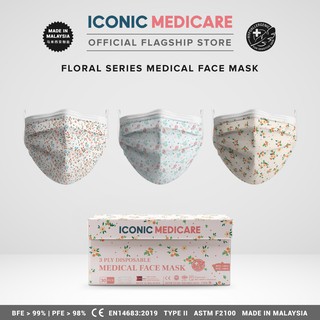 Image of Iconic 3 Ply Medical Face Mask - Floral (30pcs)