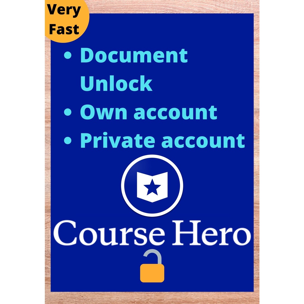 [VERY FAST] COURSE HERO DOCUMENT UNLOCK / COURSE HERO PRIVATE ACCOUNT