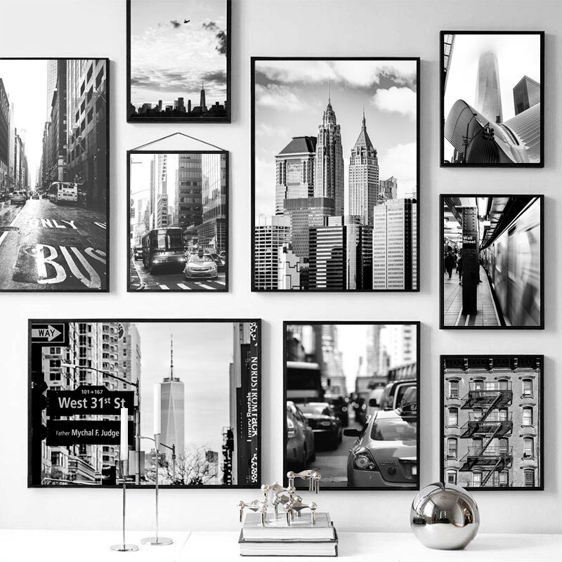 Black and White Sea Buildings Print A4 or A3 Wall Art HOME DECOR POSTER