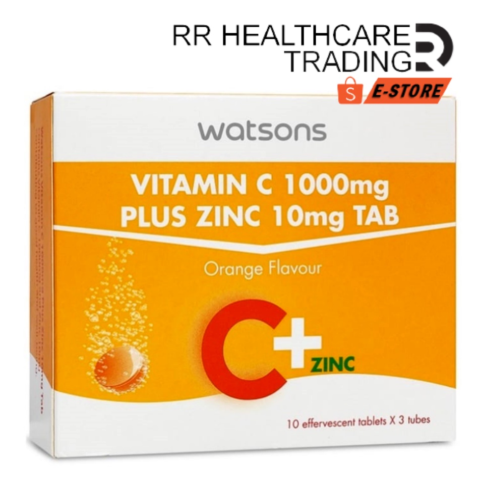 Watsons Vitamin C 1000mg Plus Zinc 10mg Effervescent Tablets 10s (Exp