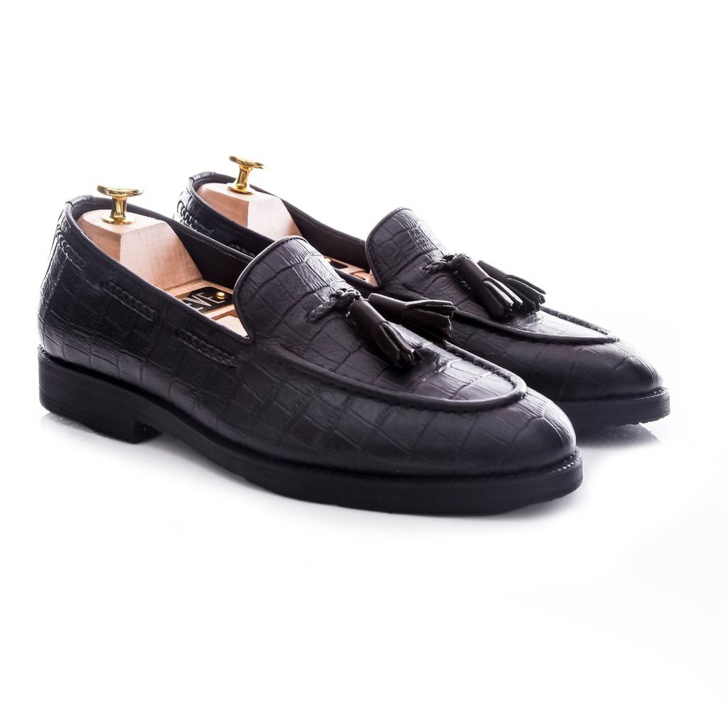 Zeve Tassel Loafer Crocodile  Genuine Cow Leather Men 