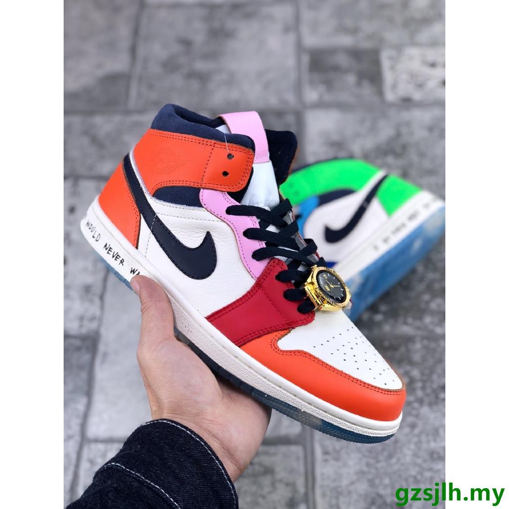 orange and green jordan 1s