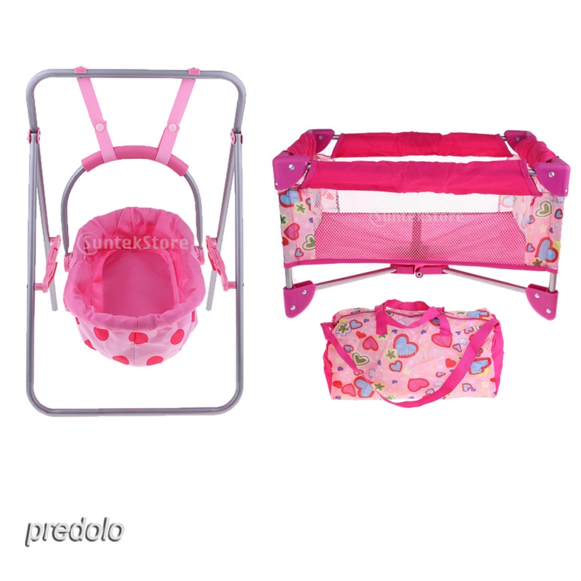 Doll Baby Carrier Seat Swing Crib Bed And Bag Baby Doll Pretend