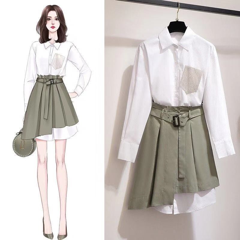 long sleeve shirt and skirt set