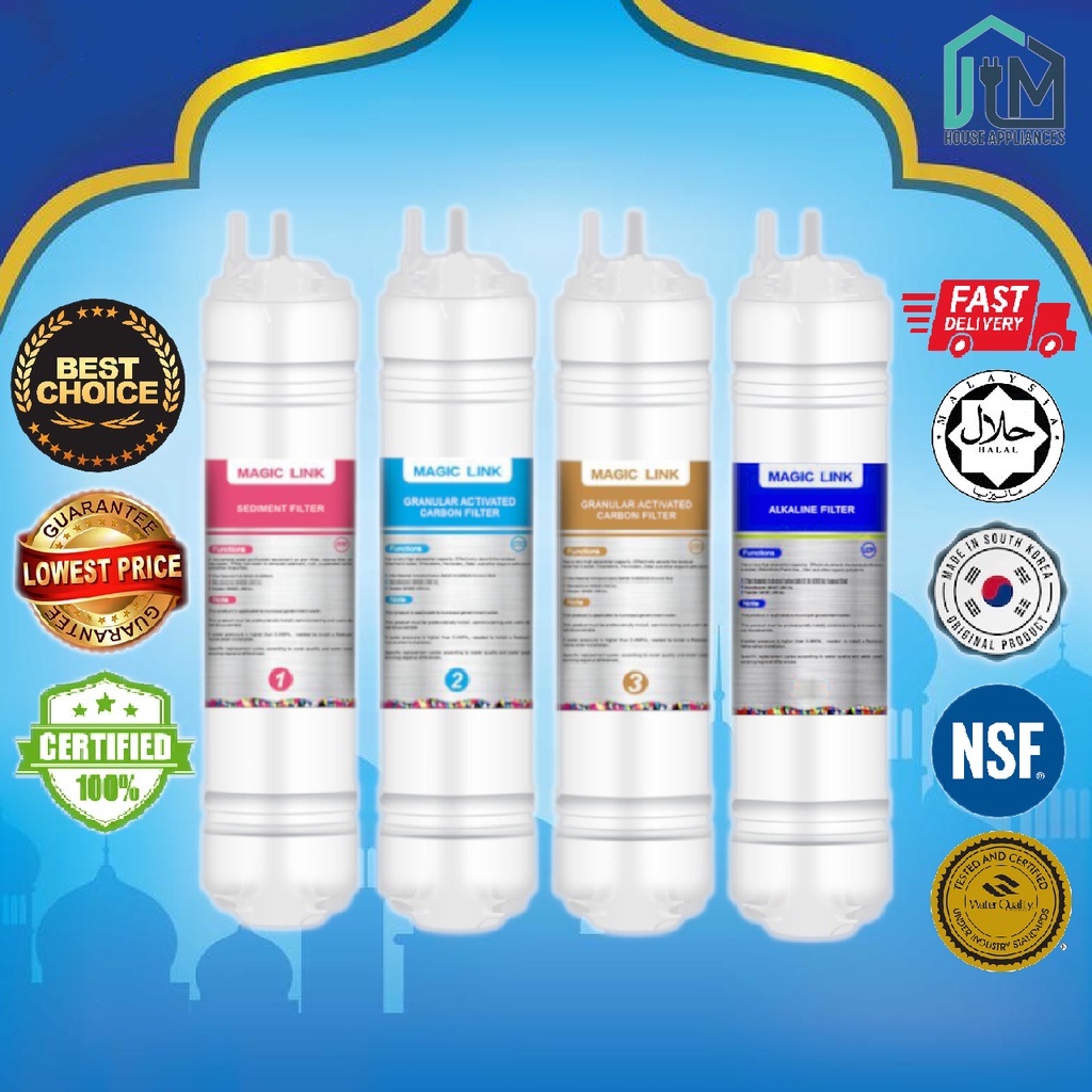 8 OR 10 INCH MAGICLINK ALKALINE WATER FILTER 4 STAGE WATER DISPENSER WATER PURIFIER PENAPIS AIR BERALKALI HALAL 10 INCI