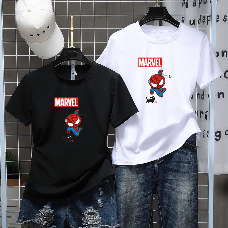 Cartoon Spiderman Couple Wear Lovers Women&Men Short Sleeve T Shirt Casual  Printed Tops Tee | Shopee Malaysia