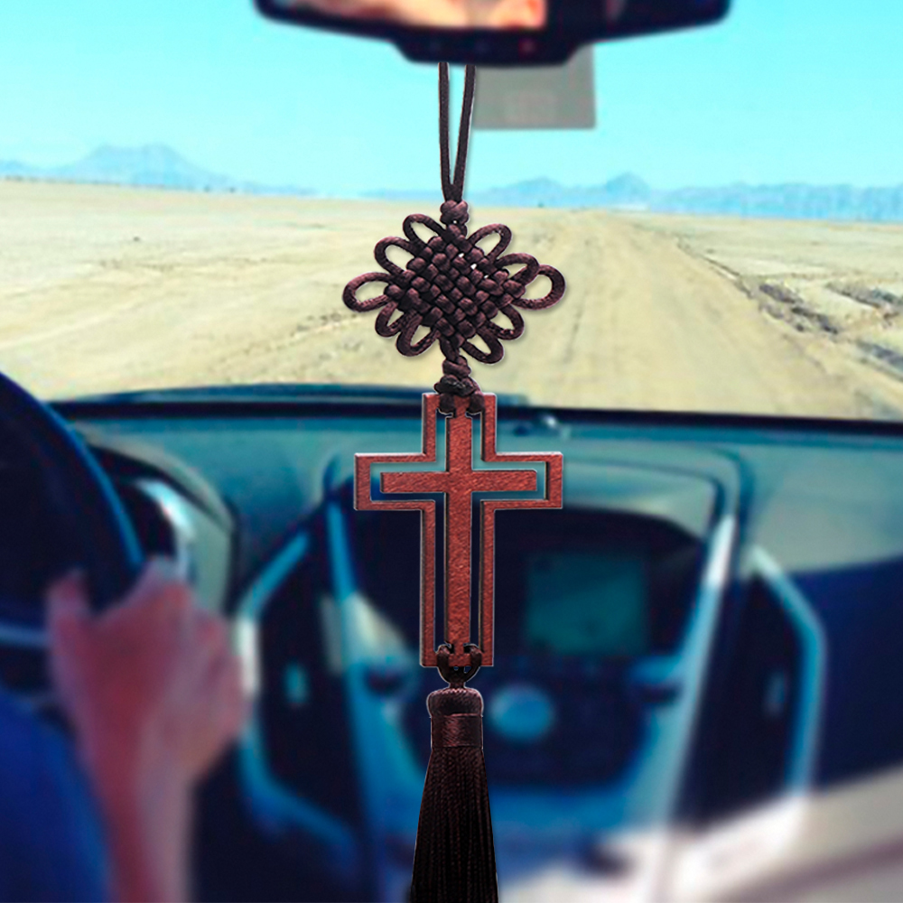 1 PC Car Rearview Mirror Hanging Christian Wood Cross Jesus Christ Hollow Cross Tassel Auto Interior Accessories | Shopee Malaysia