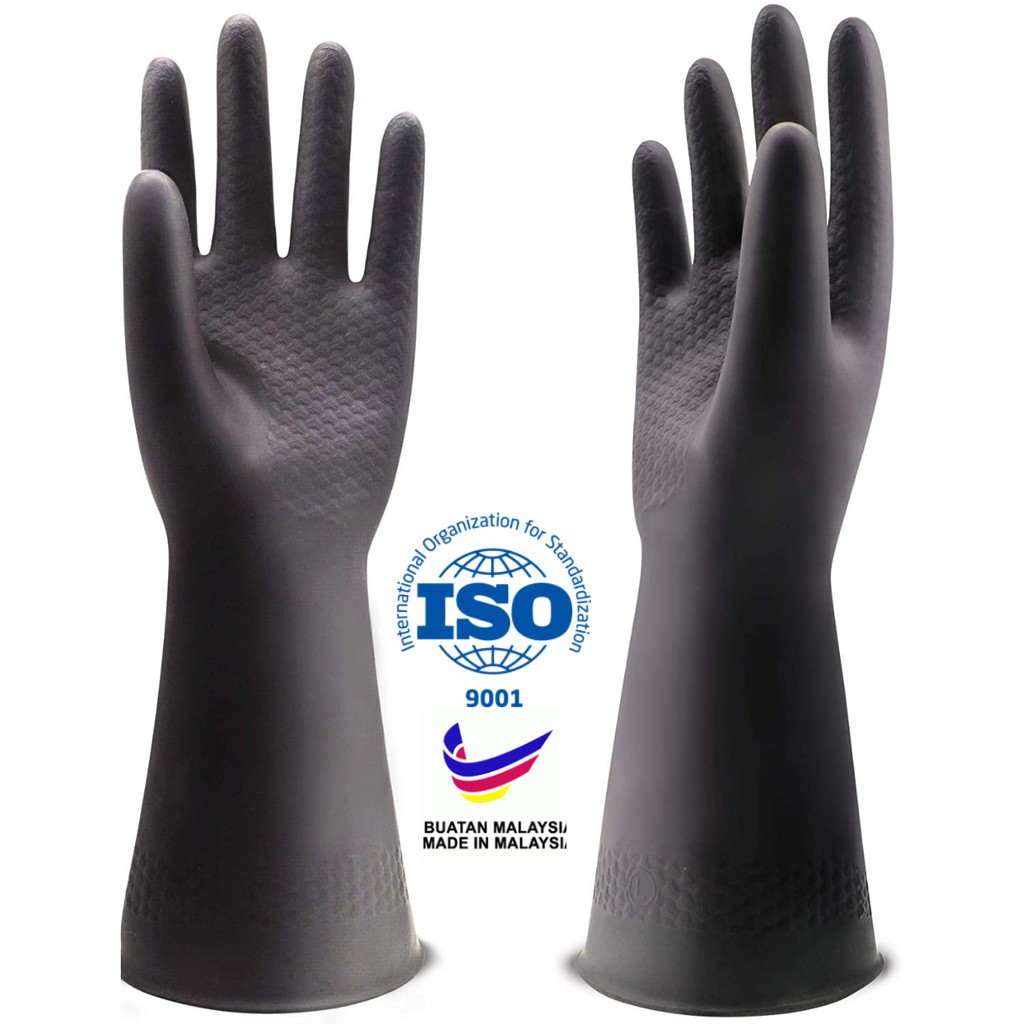 RUBBER GLOVES HEAVY DUTY INDUSTRIAL HOUSEHOLD WORK GARDENING ONE SIZE LATER 