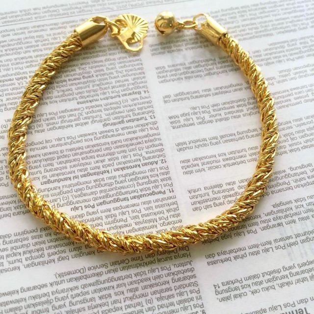 Gelang Emas Korea Dewasa Cop 916 Ori 24k Gold Plated Shopee Malaysia