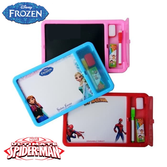 Early Education 2 In 1 FROZEN/SPIDERMAN 4Pcs Erasable Tablet Drawing Board  For Kids | Shopee Malaysia