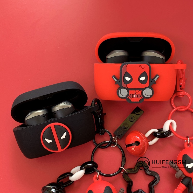 Jabra Elite 4 Active Case Cartoon Ring Lanyard Jabra Elite 3 Silicone Soft Case Cover E2 Cartoon Deadpool Keychain Charm Jabra Elite 75T 85T 65 Headphone Case Cover