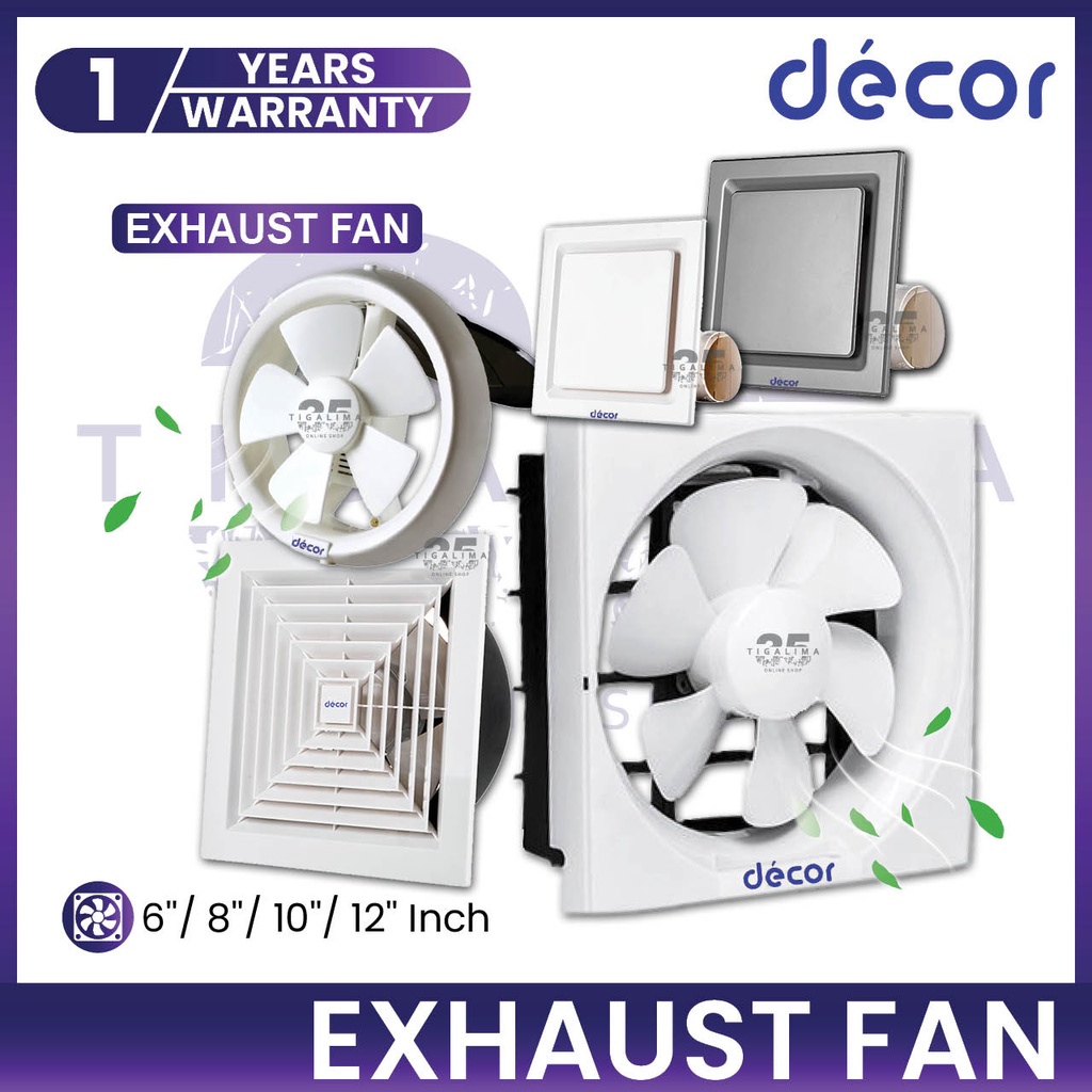 DECOR Exhaust Fan 6Inch 8Inch 10Inch 12Inch Wall Ceiling Ventilation ...
