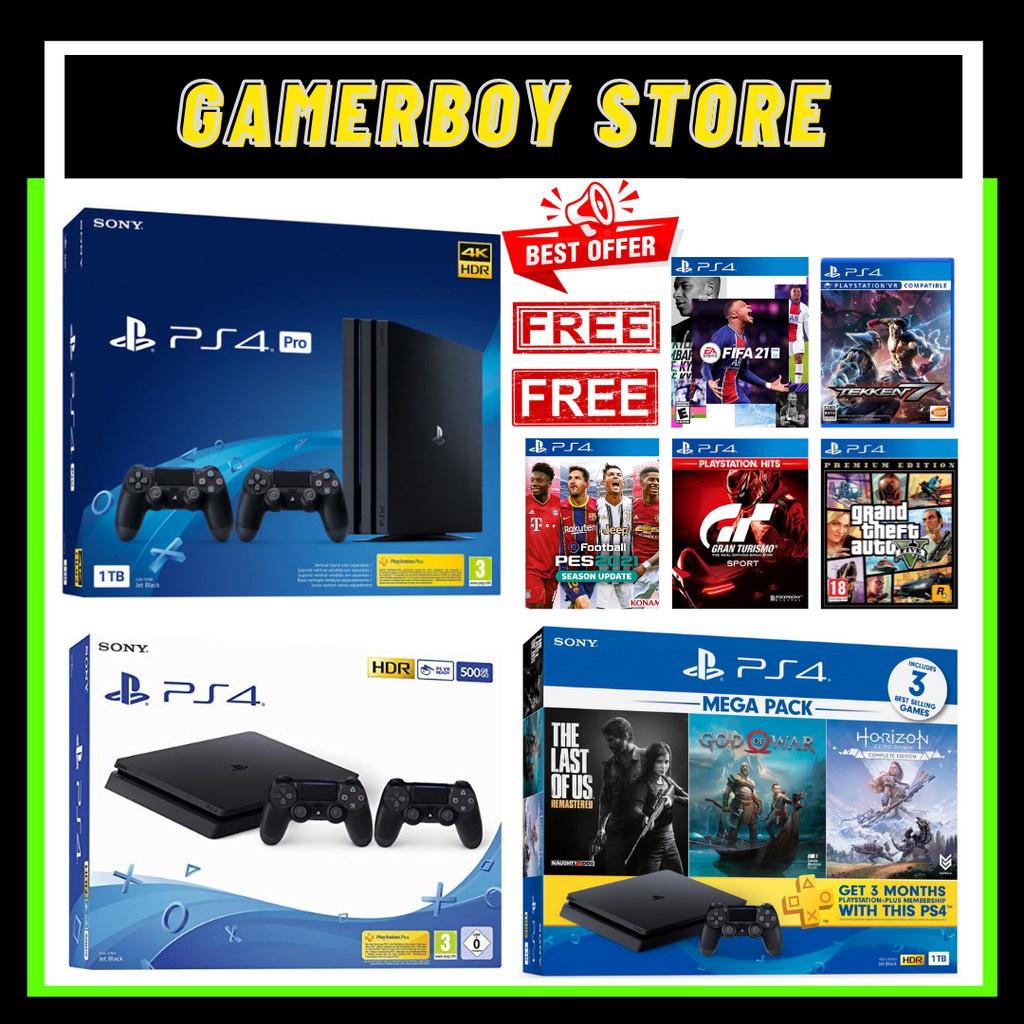 In Stock Ps4 Slim 500gb Bundle Ps4 Pro 1tb Bundle 1 Year Warranty Shopee Malaysia