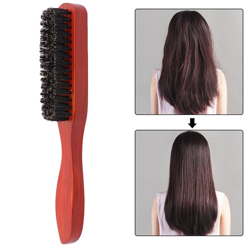 Hair Brush Wood Handle Boar Bristle Beard Comb