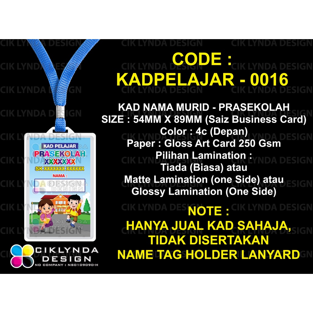 PRE-ORDER - KAD NAMA PELAJAR 1 BOX - 100 PCS - MURID PRASEKOLAH ...