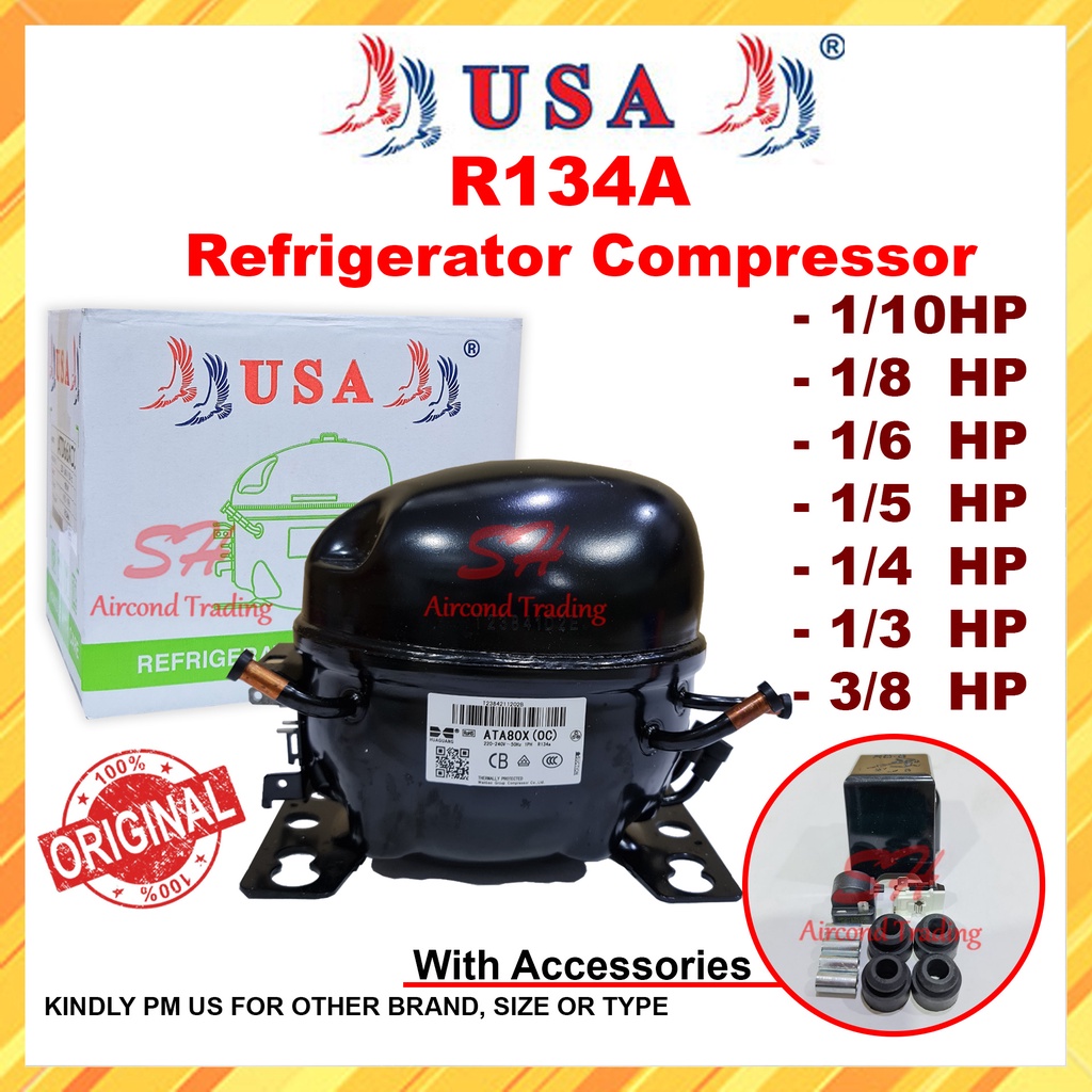 USA REFRIGERATOR COMPRESSOR R134A 1/2HP 3/8HP 1/3HP 1/4HP 1/5HP 1/6HP 1