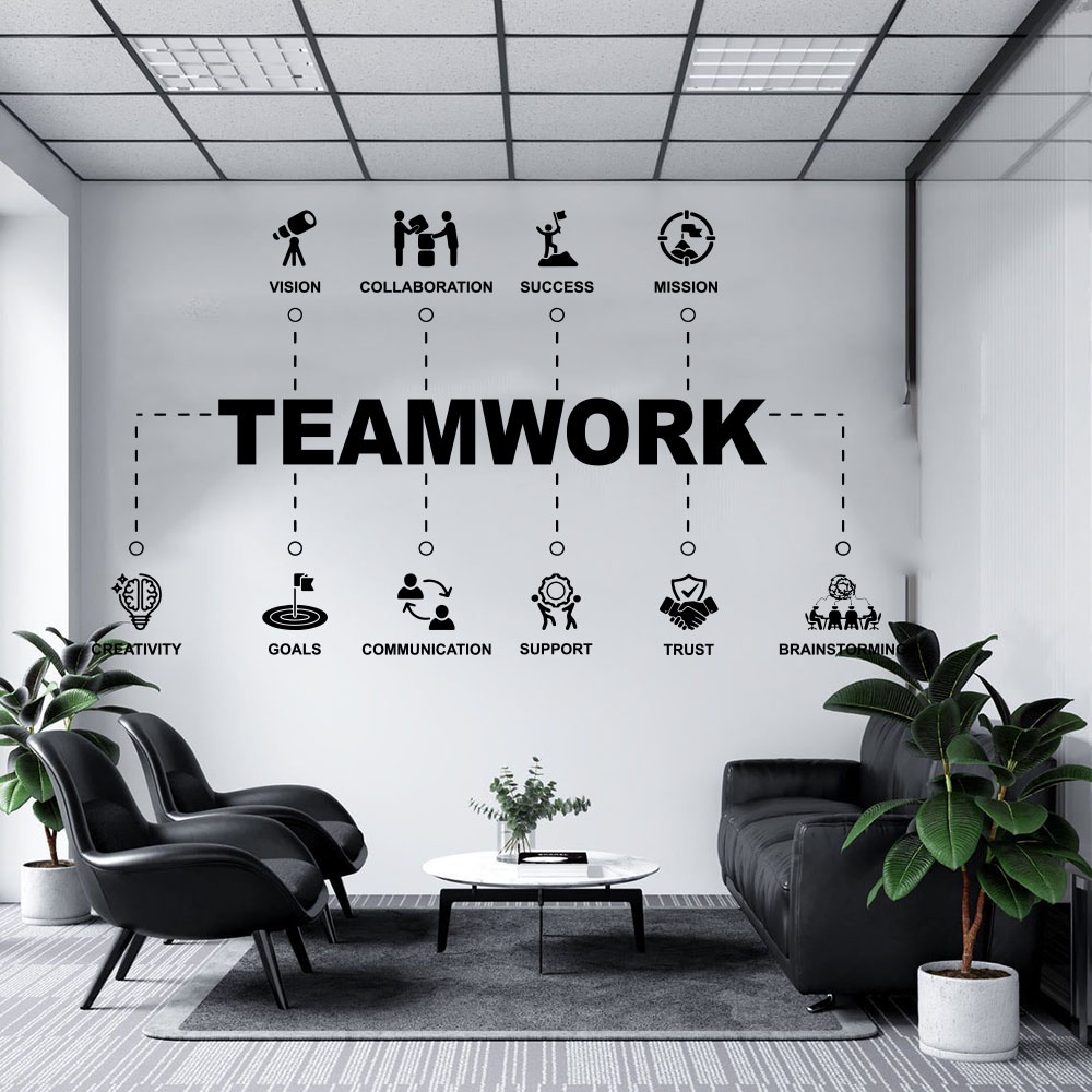 Large Teamwork Values Office Team Spirit Wall Decal Office Motivational ...