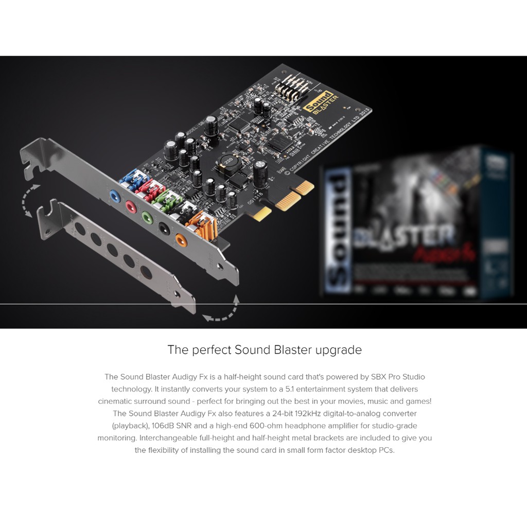 Creative Sound Blaster Audigy Fx Sound Card Sb1570 Sbx Pro Studio 5 1 Channels Pci E X1 Home Entertainment Shopee Malaysia