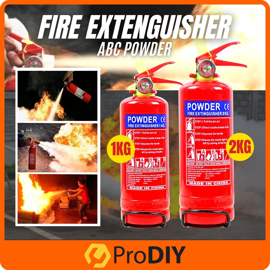 1kg 2kg Fire Extinguisher Fire Fighter Portable Multipurpose Fire Extinguisher Ingusher ABC Powder Small Medium 1kg 2kg