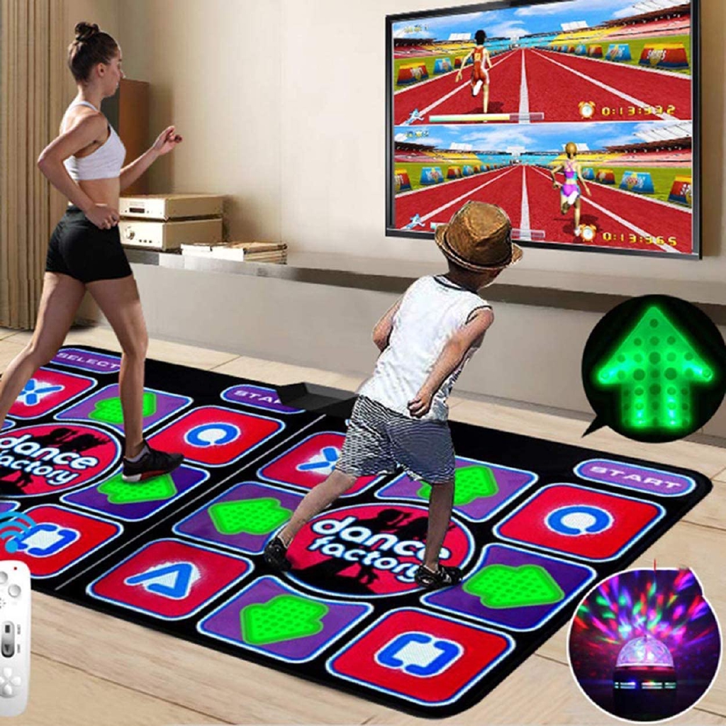 Double User Dance Mat for Kids Adults Sense Game Yoga Game Blanket for PC TV Wireless Non-Slip Dancer Step Pads with Remote Control,Plug and Play
