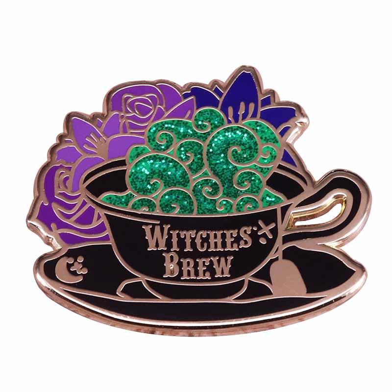 Lovely Halloween Badge Potion Cat Skull Candle Witch Death Enamel Brooch Pins 