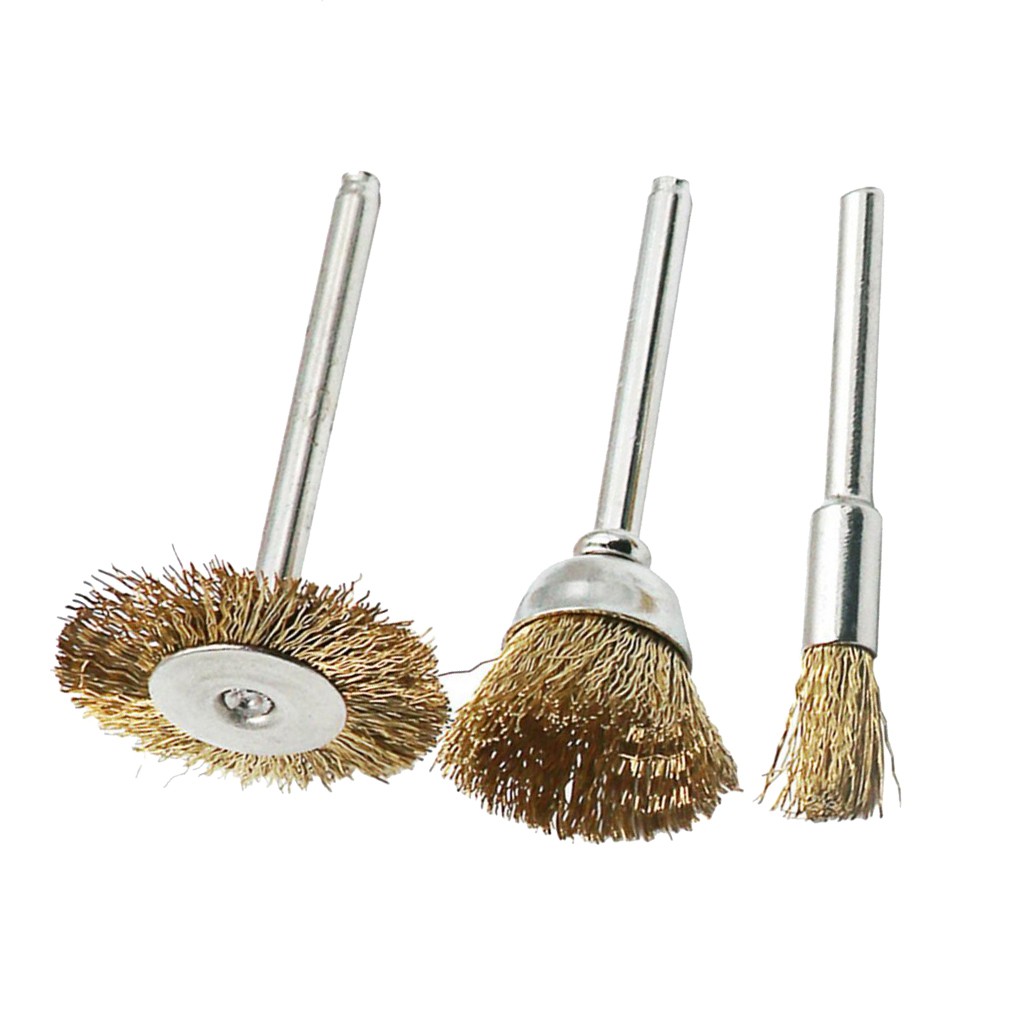 Brass Wire Brush 9pcs//Set Cleaning Derusting Polishing Deburring Head Rotary Kit