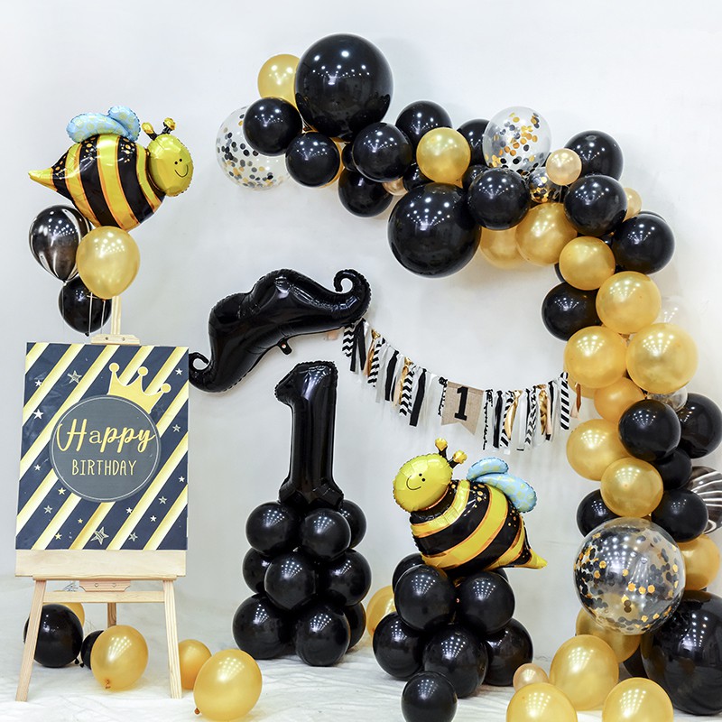 Yellow Black Lovely Honey Bee Balloon 1st Birthday Party Baby