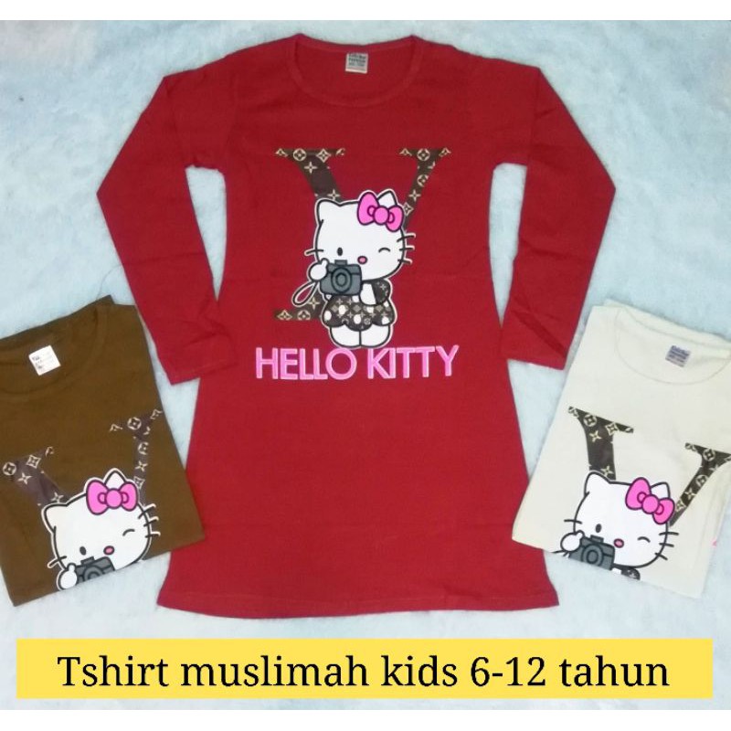 Tshirt Labuh Lengan Panjang Kids Hello Kitty Tshirt Muslimah Kids 6 12 Tahun