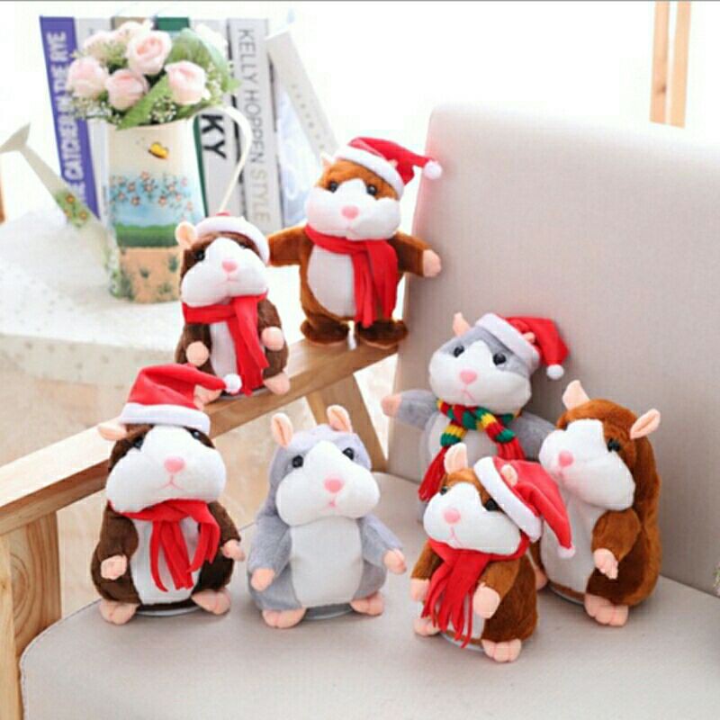 *Ready Stock* Cute Christmas Talking Hamster Toy, Stuffed Animal Mimicry Talking Mouse Hamster